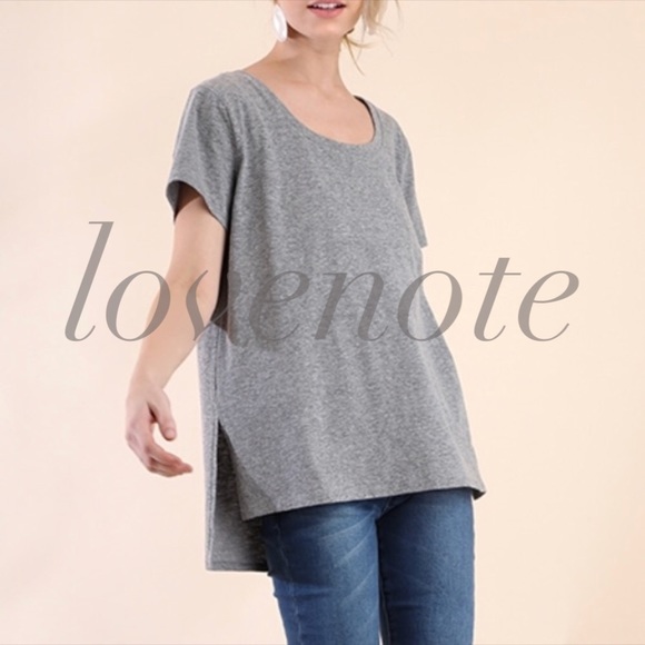 LAST! Essential Tee Short Sleeve Side Slit - Picture 2 of 3